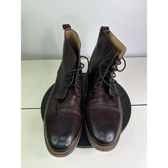 La Milano Mens Glenrock Cap Toe Boots Sz 14 Burgundy Lace Up Memory Foam - Picture 3 of 10